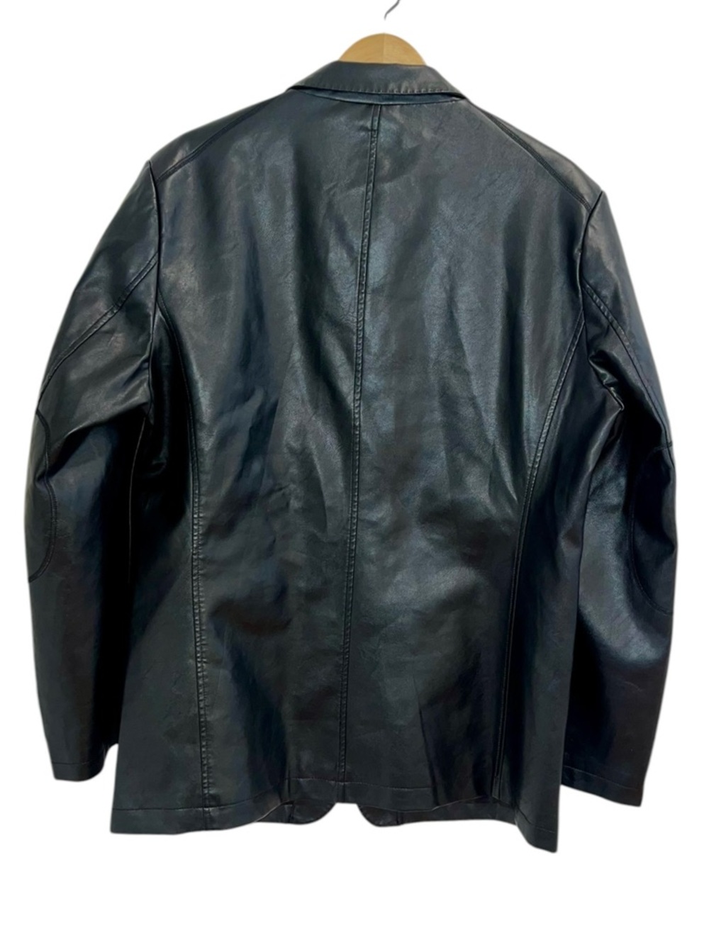 NEW Men’s chouyatou Slim Moto Faux Leather Blazer Suit Jacket Black - Picture 3 of 4